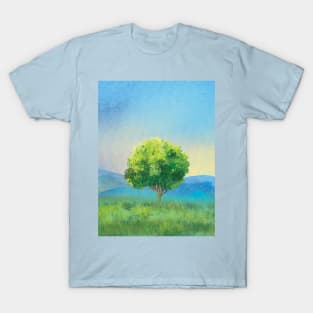 Summer nature tree landscape watercolor illustration T-Shirt